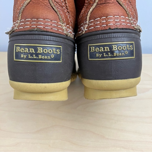 L.L. Bean Women’s Size 9.0 Wide 8” Shearling Lined Duck Boots Brown Leather - Picture 8 of 14